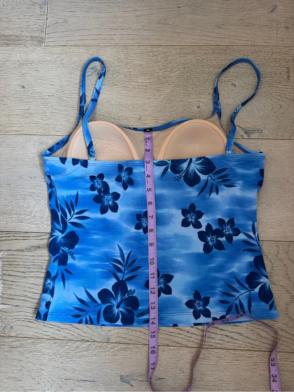 Tropical Blue Floral Swim Tank Top
